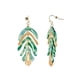 image 0 of Scoop Women’s 14K Gold Flash-Plated Satin Green Resin Leaf Drop Earrings