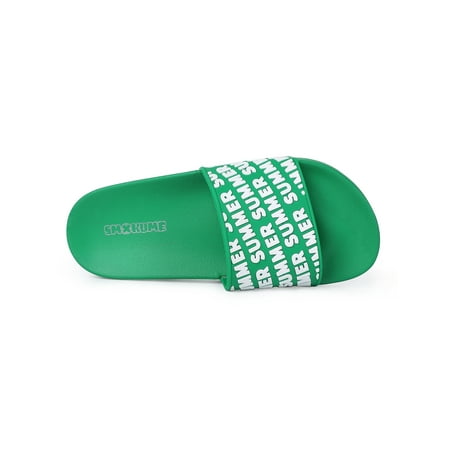 

KOJOOIN Summer Letter Embossed Slides Slip On Indoor Shower Slippers Rubber Beach Sandals for Women