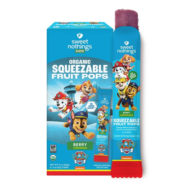 Sweet Nothings Paw Patrol Organic Frozen Squeezable Fruit Pops, Berry Lemonade, 2 oz, 6 count