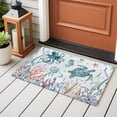 thumbnail image 4 of 2x3 Ft Entryway Area Rug, Teal Turtle Coastal Kitchen Rug Runner Washable Floor Mat, Octopus Coral Summer Beach Starfish Non Slip Indoor Door Mat Throw Carpet for Bathroom Living Room Bedroom, 4 of 8