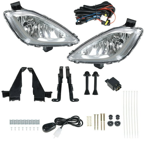 2-Pack Fog Light Assembly with Bulbs Switch Wiring Kit Replacement for 2011-2013 Elantra