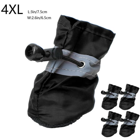FYTPOV 4pcs Dog Shoes for Small Dogs  Anti-Slip Dogs Boots Paw Protector  Puppy Booties with Reflective Straps  Cat Dog Shoes for Indoor Hardfloors  Black  4XL