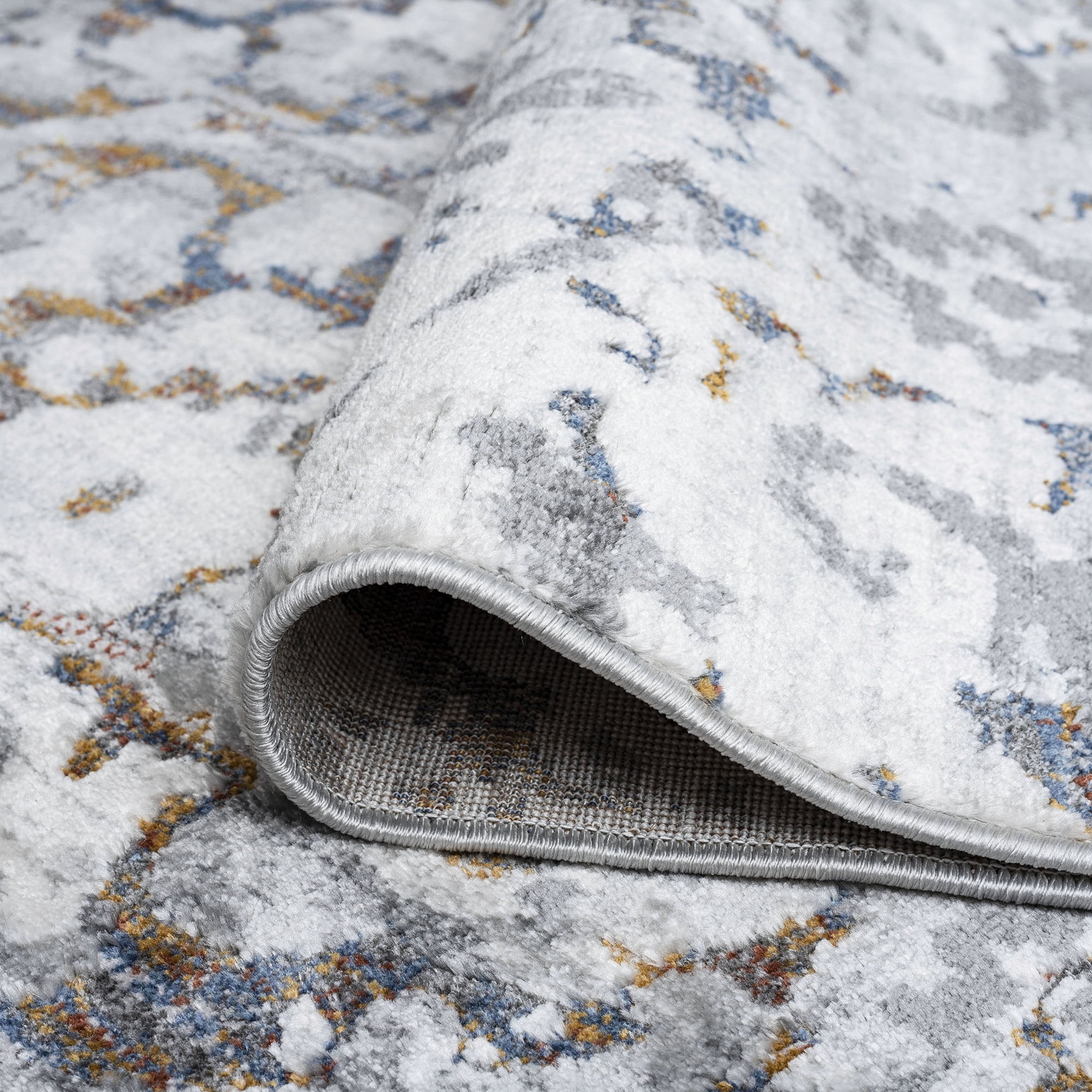Transitional 2x8 Area Rug (2'2'' x 7'3'') Damask Gray, Teal Indoor Runner Easy to Clean