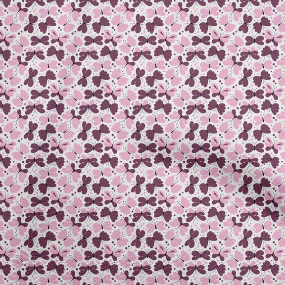 oneOone Cotton Poplin Dark Magenta Fabric Butterflies Quilting Supplies Print Sewing Fabric By The Yard 42 Inch Wide