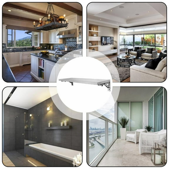 WAASOSCON 6x1 Ft Stainless Steel Folding Concession Shelf, 44.9kg Load-Bearing, Wall-Mounted for Food Trucks, Trailers & Window Services