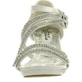thumbnail image 3 of Forever Glamour-28 Kids Rhinestone Flower Sparkling Bling Heel designed Dress Sandals, White, 3, 3 of 4