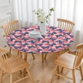 thumbnail image 3 of White Butterfly Red Blue Leaf Pattern Round Fitted Tablecloth with Elastic Edge,Dining Table Cover Waterproof,Outdoor Round Tablecloth for Camping,Dining,Indoor and Outdoor, 3 of 7