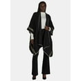 thumbnail image 2 of The Pioneer Woman Whipstitch Wrap Ruana with Belt Layering Piece, Black Beauty, 2 of 5