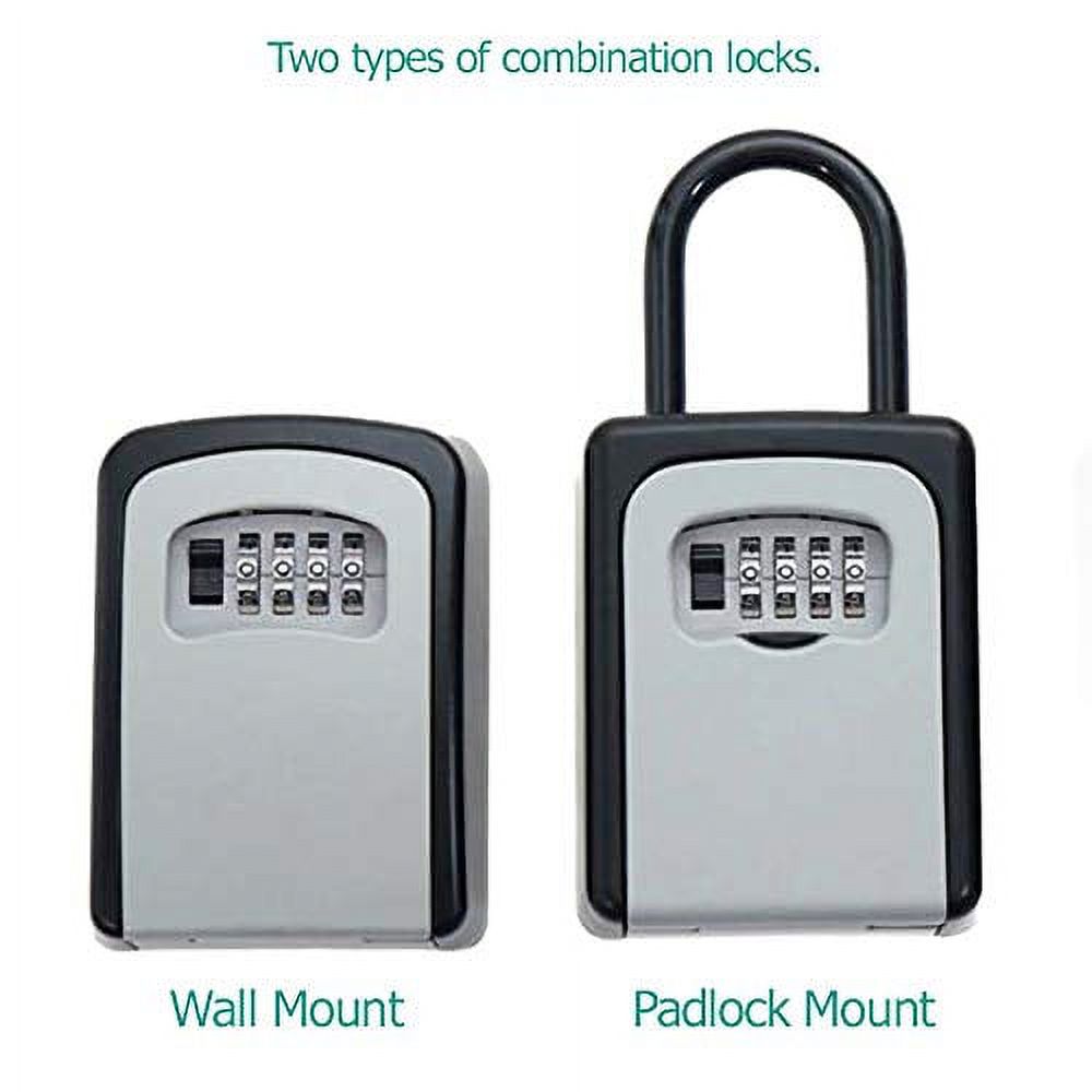K-Cliffs Heavy Duty Wall Mount Key Lock Box 4 Digit Combination  Realtor's Open House Holds up to 5 Keys, Metal, Unisex