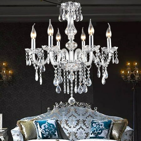 E12 6/8/10 Lights European Style Elegant Crystal Chandelier Ceiling Pendant Light Hanging Lamp For Home Bedroom Hall Restaurant Corridor Balcony Entrance Decoration AC110-240V