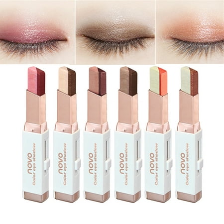 SUPERHOMUSE Double Color Stereo Gradient Velvet Shimmer Eyeshadow Stick Earth Color Eye Shadow Cream Pen New Makeup Palette Cosmetics - 6 Colors