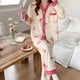 thumbnail image 3 of Pijama de mujer de punto de algodón de primavera y otoño de manga larga fina de talla grande con cuello kimono conjunto de ropa de casa, 3 of 5