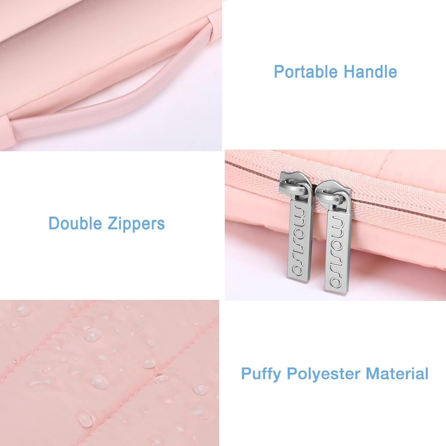 Mosiso Laptop Sleeve Bag for 15-16 inch HP Dell Asus Acer Lenovo Notebook, 360 Protective Puffy Laptop Handbag Computer Carrying Case for MacBook Pro 16, Pink