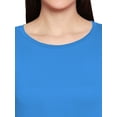 thumbnail image 5 of eloria Women's T-Shirt Round Neck Solid Color Plain Full Sleeve T-Shirt Color: Blue | Size: M, 5 of 7