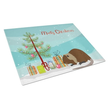Carolines Treasures BB9246LCB Coypu Nutria River Rat Christmas Glass Cutting Board Large Teal 12H x 16W multicolor
