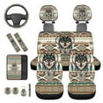 thumbnail image 6 of HUIACONG Aztec Car Seat Covers Full Set Dreamcatcher Wolf Car Accessories 14 Pcs - Front and Back Seat Covers with Seatbelt Covers Armrest Cover Steering Wheel Cover Headrest Cover Coaster Keychain, 6 of 8