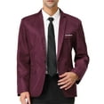 thumbnail image 2 of Unique Bargains Men's Blazer Single Breasted One Button Prom Suit Coat XL Burgundy, 2 of 6