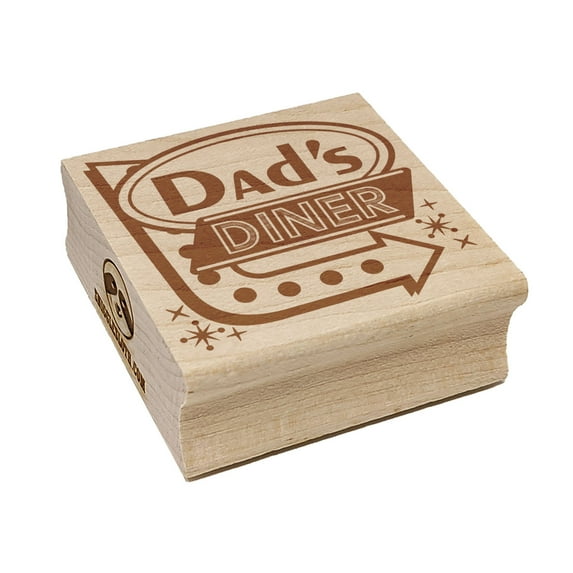 Dad's Retro Diner Sign with Arrow Square Rubber Stamp Stamping Scrapbooking Crafting - Small 1.25in