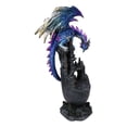 thumbnail image 5 of Medieval Blue Dragon Perching On Abandoned Castle Tower Ruins Figurine 12"H, 5 of 9