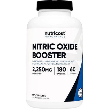 Nutricost Nitric Oxide Booster 750mg, 180 Capsules - 2250mg Per Serving - Gluten Free and Non-GMO