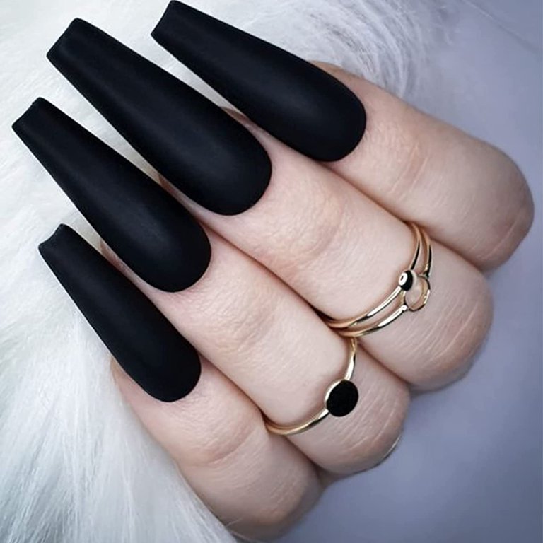 Extra Long Press On Nails Coffin Fake Nails Acrylic Gothic Full Cover False  Nails For Women And Girls24pcs