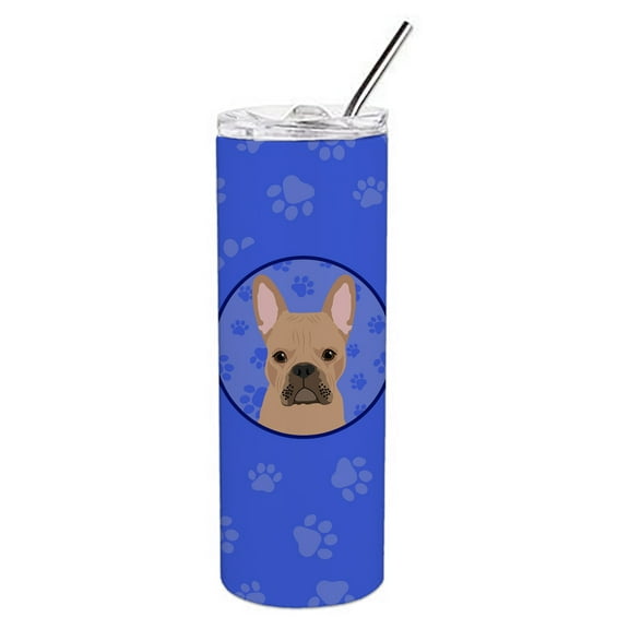 Carolines Treasures WDK1091TBL20 French Bulldog Cream  Stainless Steel 20 oz Skinny Tumbler Blue 20 oz multicolor