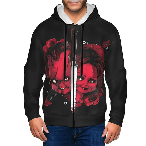 Saiise Chucky Bg Mens Zip Up Hoodie Long Sleeve Full-zip Hooded Sweatshirt Pullover With Kangaroo Pocket S-3XL