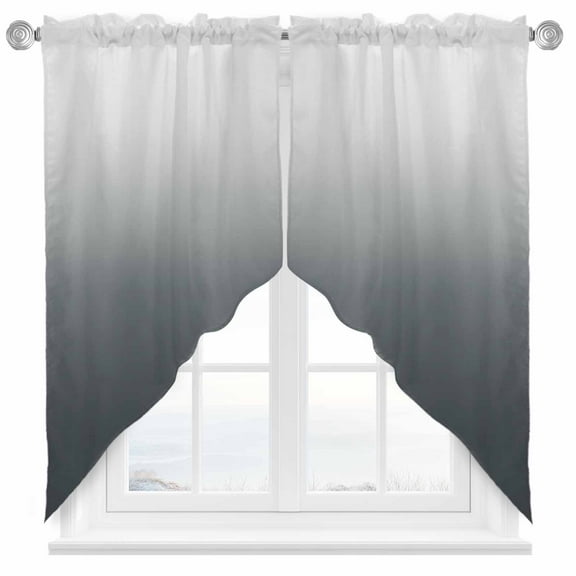 Gray Gradient Swag Valances for Windows 2 Pack Swag Kitchen Curtains 63 Inches Long Rod Pocket Short Window Treatment for Kitchen Bathroom 36"x63"