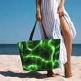 thumbnail image 3 of Wukai Green Lightning Print Zipper Bag,large Beach Tote Bag,Waterproof Sandproof Bag,Grocery and Picnic Tote Travel Bag, 3 of 5