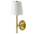 thumbnail image 3 of Sterling & Noble Cordless Brass Rechargeable Wall Sconce with Scalloped Fabric Shade and Remote, 3 of 17