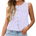 thumbnail image 3 of VBVC Women's Striped Button Down Tank Tops , Ladies' Loose Fit Sleeveless Blouse , Casual Summer Shirts For Women, S-2XL, 3 of 7