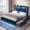 Queen&Black, variant on Queen Size Gaming Bed Frame with 2 Storage Drawers, LED Lights & Charging Station, Esports-Style Upholstered Platform Queen Beds with Bookcase Headboard, No Box Spring Needed, Black