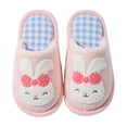thumbnail image 3 of CUZIBR Kids Boys Slippers Girls Plaid Cute Cartoon Plush House Slippers Close Toe Warm Winter Warm Home Footwear,Pink,7-8 Years, 3 of 3