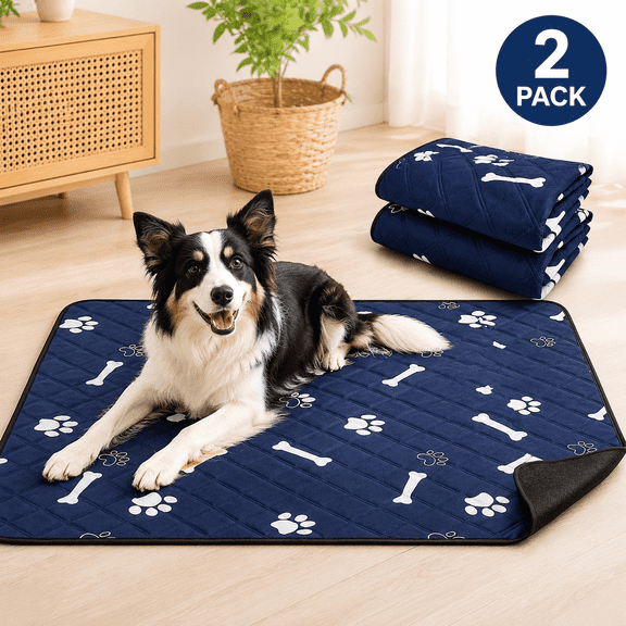 2 Pack Pee Pads for Dogs, 24”x 18” Washable Reusable Potty Pads, Waterproof Non-Slip Heavy Absorbent Puppy Training Pads for Indoor Car Use