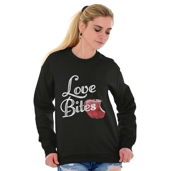 Love Bites Funny Single Valentine Day Women Crewneck Sweatshirt Brisco Brands S