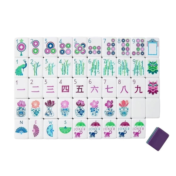 JWCJ American Mahjong Set 160 Tiles, Premium Hard Acrylic Mah-Jongg Tile Game with Zipper Carrying Case for Social Clubs, Purple