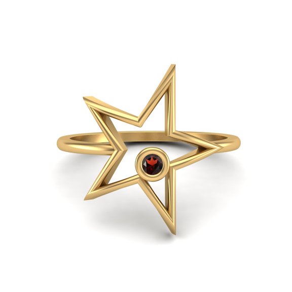 0.03 Ctw Round Garnet Open Star Ring 925 Sterling Silver Gold Vermeil Solitaire Valentines Day Gifts Ring