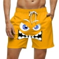 thumbnail image 2 of FAVIPT Mens Holiday Swim Trunks Quick Dry Loose Beach Summer Swimwear Funny Cartoon Face Print Shorts Orange,XL, 2 of 5