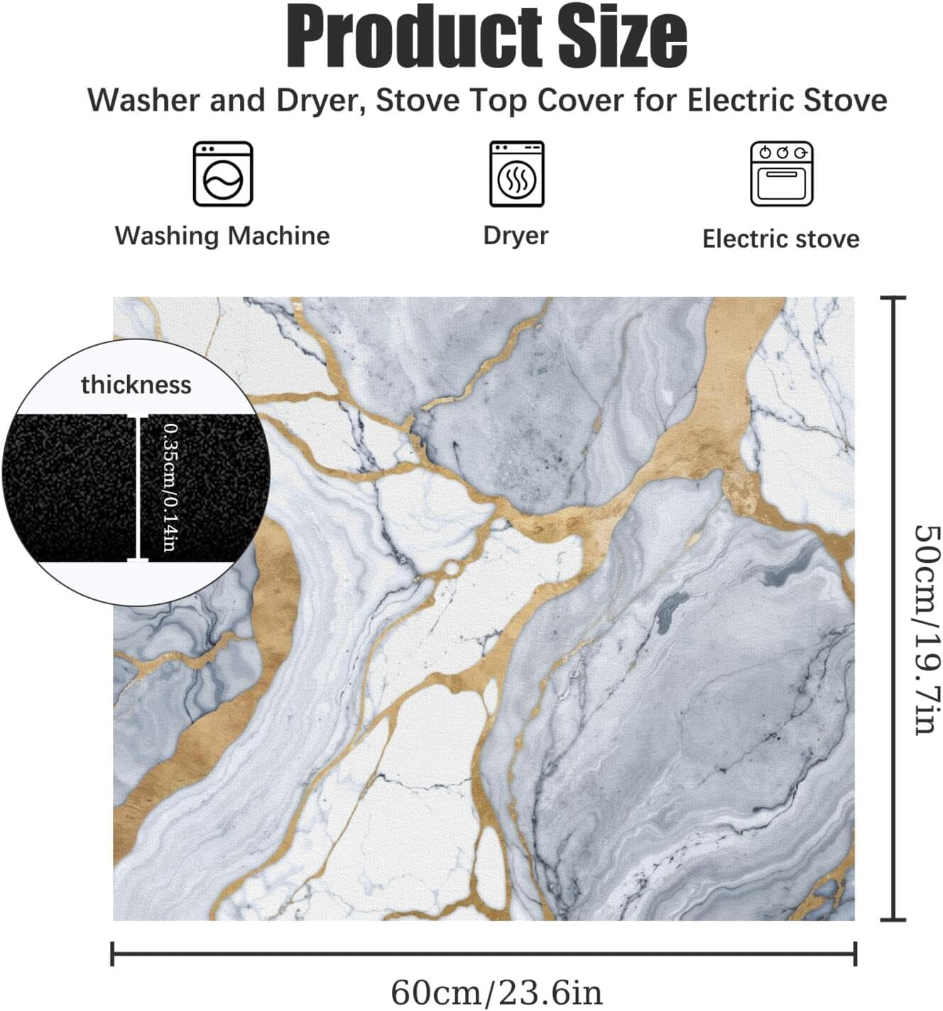 Washer and Dryer Covers for the Top 23.6" X 19.7", Washer and Dryer Top Protector Mat, Non Slip Washing Machine Dust Cover Pad for Laundry Room Kitchen Home Decor