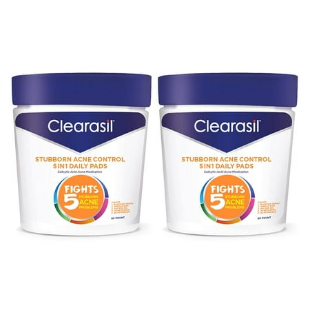 Clearasil Ultra 5 In 1 Acne Face Wash Pads, 90 Count (Pack Of 2).