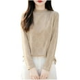 thumbnail image 3 of Sentmoon Hauts pour Femmes Vêtements Tendance pour Femmes Mode Décontractée Col Semi-Haut Couleur Unie Tricot Ample pour Activités Extérieures et Randonnée Kaki G, 3 of 6