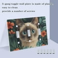 thumbnail image 3 of Yayeee Toggle Light Switch Wall Plate 3-Gang 6.37"x4.48" Decorative Outlet Cover, Flowers and Cat, 3 of 7