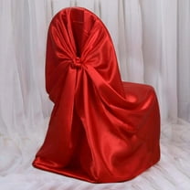 Efavormart Red Chair Covers for Party 50 PCS Universal Satin Self Tie Banquet Folding Wedding Chair Cover - Fit on Most Chairs - Easy Use & Machine Wash Slipcovers for Outdoor Events