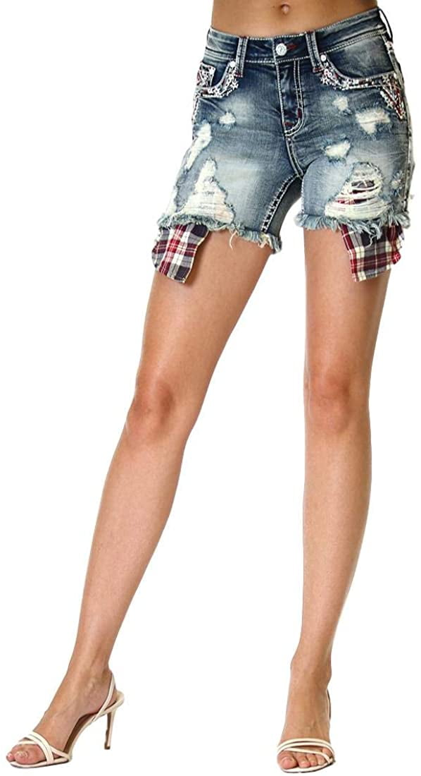 Miss Me Womens Star Embroidered Americana Shorts