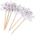 thumbnail image 1 of 20pcs Frozen Cupcake Toppers Toothpicks, Snowflake Cupcake Glitter Snowflake Cake Toppers for Xmas Holiday Party Silver, 1 of 3