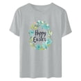 thumbnail image 4 of UPPADA Easter Femmes Oeufs Imprimé T-Shirts Heureux Easter Graphique Bunny Lapin Mignon T-Shirts Manches Courtes Décontracté Col Rond T-Shirts Été Basique Coupe Régulière Chemises Gris,m, 4 of 5