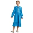 thumbnail image 5 of Aislor Pioneer Girls Colonial Prairie Costume 1800s Victorian Long Sleeve Ruffle Dress Blue 10, 5 of 7