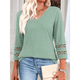 thumbnail image 4 of Blusas Elegantes e Informales de 3/4 para Mujer, Camisetas de Cuello en V A , Ropa de Verano 2025. Verde S, 4 of 7