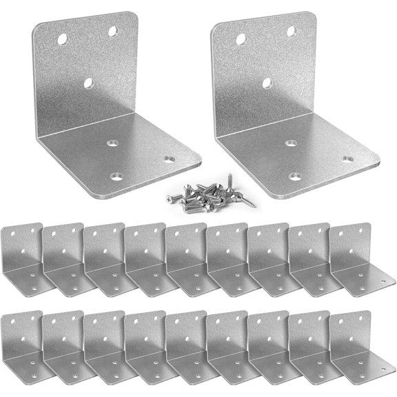 20 Pcs Metal Corner Braces, Silver L Brackets