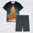 thumbnail image 5 of Riecok Cute Pajama Sets for Women Christmas Crewneck Loungewear Set Short Sleeve Tops and Pants Xmas Tree Print Breathable Soft Sleepwear, 5 of 7